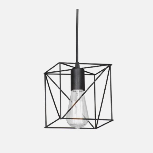 LAMPARA COLGANTE PORTA E27*1 ESTILO HIERRO CUADRADO NEGRO - Imagen 2