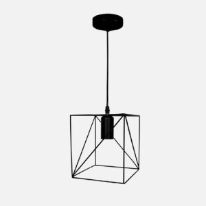 LAMPARA COLGANTE PORTA E27*1 ESTILO HIERRO CUADRADO NEGRO