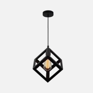 LAMPARA COLGANTE PORTA E27*1 ESTILO HIERRO CUADRADO NEGRO