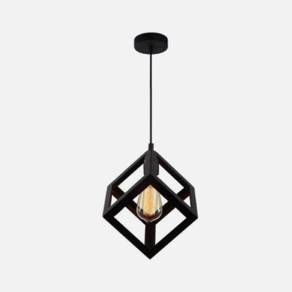 LAMPARA COLGANTE PORTA E27*1 ESTILO HIERRO CUADRADO NEGRO