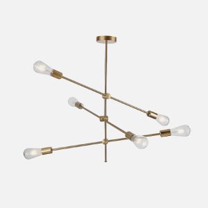 LAMPARA COLGANTE PORTA E27*6 ORO