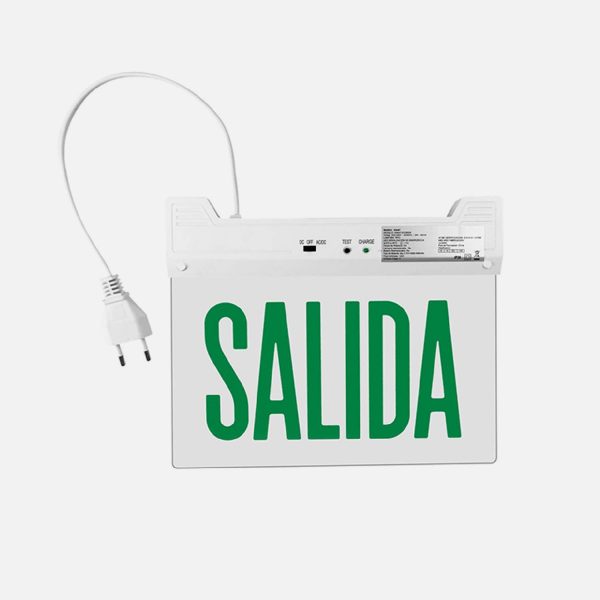 LUZ LED DE EMERGENCIA TRANSPARENTE CON LETRERO SALIDA - Imagen 2